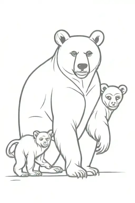 bear cub standing next to baby monkey tattoo design idea