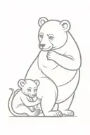 bear cub hugging  baby monkey tattoo design idea