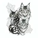 two cats, Maine Coon and Abyssinian breeds contempt" surrounded tattoo design idea