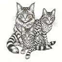 two cats, Maine Coon and Abyssinian breeds contempt" surrounded tattoo design idea