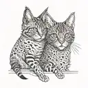 two cats, Maine Coon and Abyssinian breeds contempt" surrounded tattoo design idea