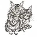 two cats, Maine Coon and Abyssinian breeds contempt" surrounded tattoo design idea