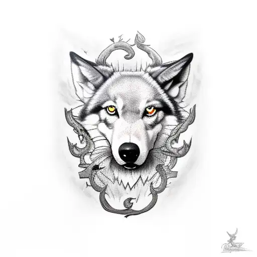 lobo , bosque , luna , cachorros tattoo design idea