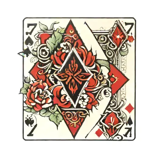 7 of diamonds playing card tattoo design idea