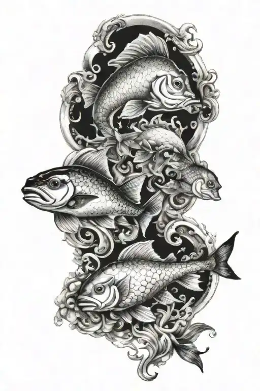 pisces, Aquarius, and leo zodiac sign tattoo design idea