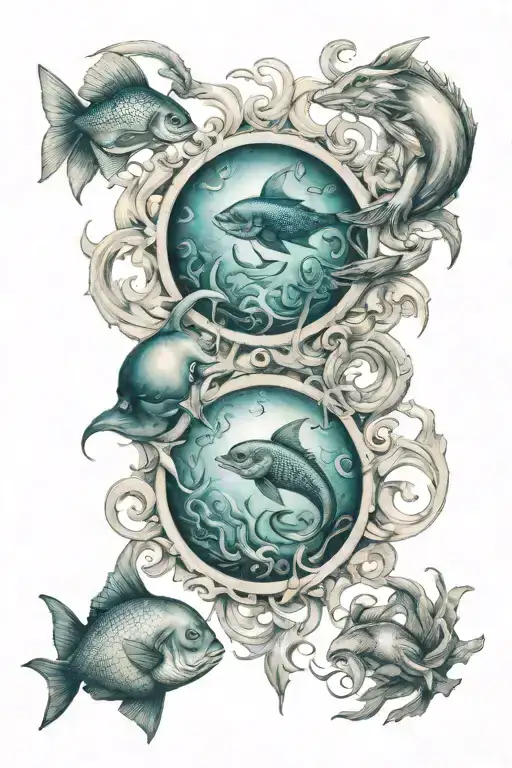 pisces, Aquarius, and leo signs combined tattoo design idea
