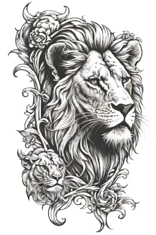 pisces, Aquarius, and leo lion head tattoo design idea