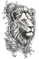 pisces, Aquarius, and leo lion head tattoo design idea