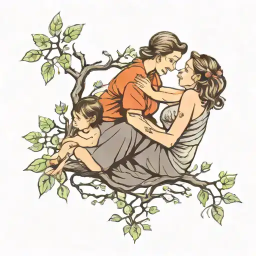 Mother and daugther under the tree tatoo for dad located on the back shaulder.   tattoo design idea