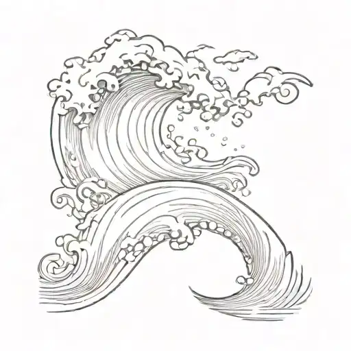 tattoo of a wave in the sea in the shape of a semicolon tattoo design idea