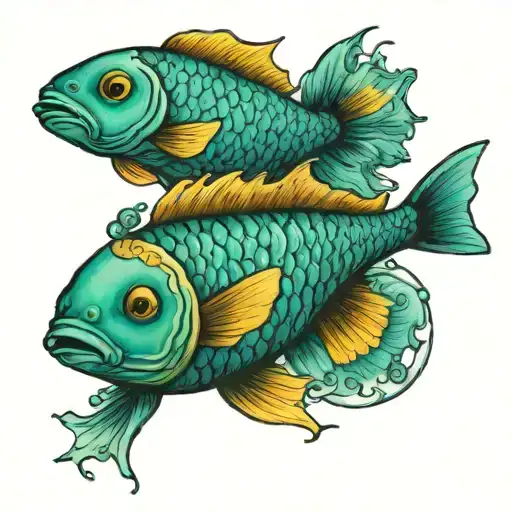 Pisces fish, air, Gemini   tattoo design idea