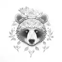 bear cub with roses tattoo design idea