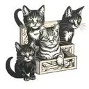 three cats inside a cardboard box tattoo design idea