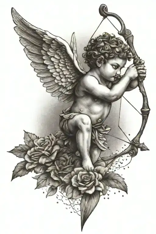 Cupid shooting an arrow  tattoo design idea