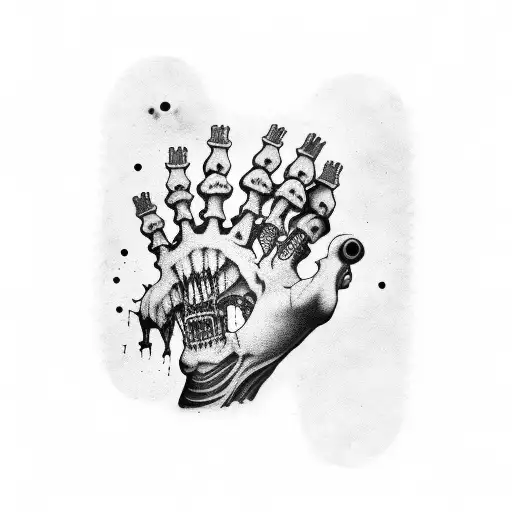 The ones who love us never really leave us with creation of adam skeleton hand underneath  tattoo design idea