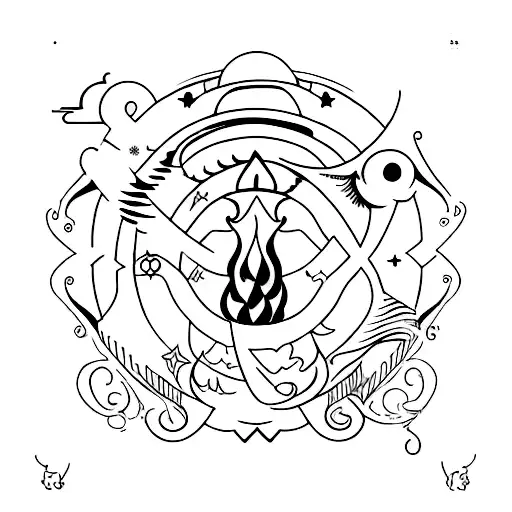 Aquarius and Capricorn for sister  tattoo design idea