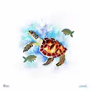 sea turtle and leopard  tattoo design idea