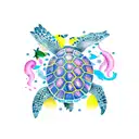 sea turtle and leopard  tattoo design idea