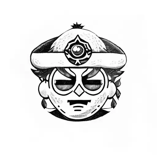want a mix of eric cartman, strawhat luffy, naruto and cosmic star full sleeves black geometric tattoo tattoo design idea