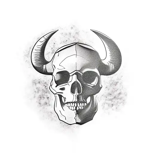 the skull of a bull and poker chips tattoo design idea