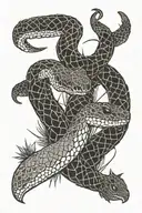 rattle snake wrapping with cactus tattoo design idea