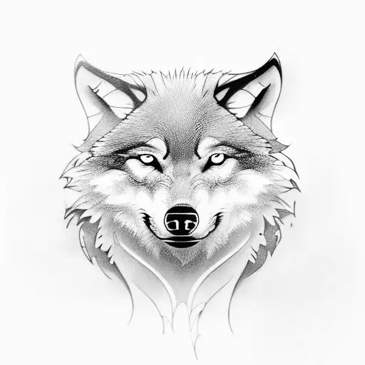 Wolf and cub in the mountings with a rising Phoenix  tattoo design idea