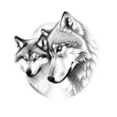 Wolf and cub in the mountings with a rising Phoenix  tattoo design idea