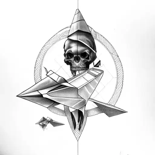 Paper airplane tattoo design idea