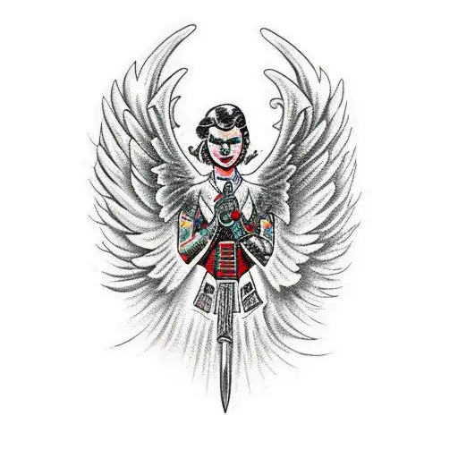 warrior angel tattoo design idea