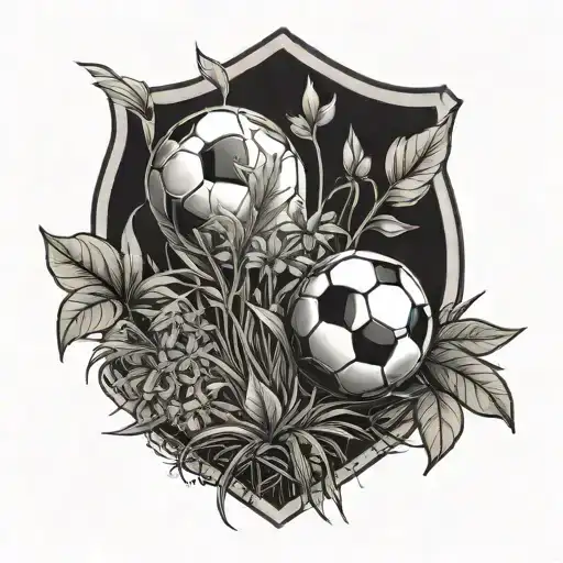 A family of plants growing on a soccer field tattoo design idea