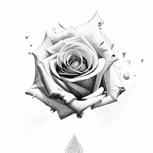 rose rock n roll tattoo design idea