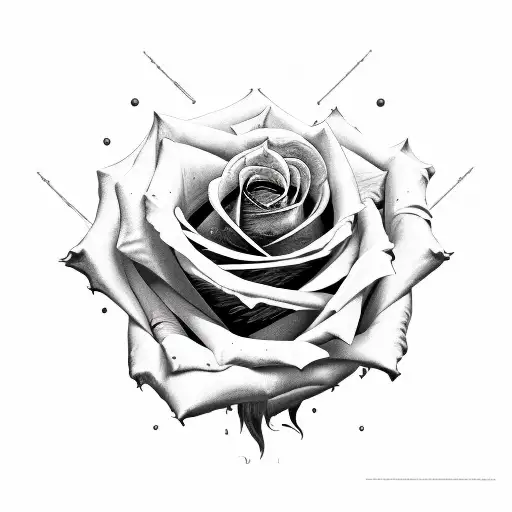 rose rock n roll tattoo design idea