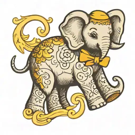 Layla name in cursive writing with a toy elephant  tattoo design idea