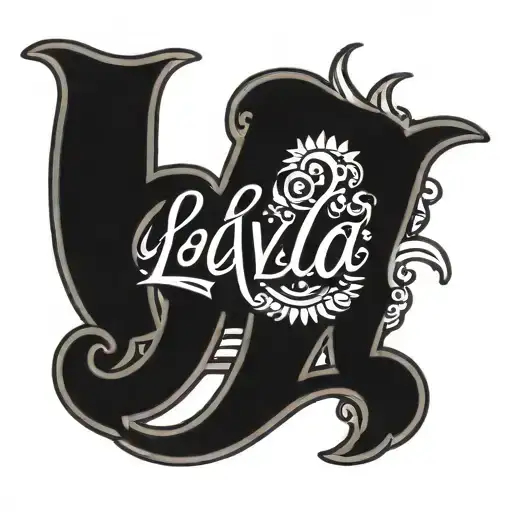 Layla name in cursive writing with a sun tattoo design idea