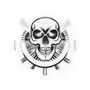 mechanicus skull with cogs tearing through skin tattoo design idea