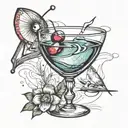 titties & martini glass tattoo design idea