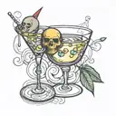 titties & martini glass tattoo design idea