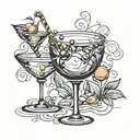 titties & martini glass tattoo design idea