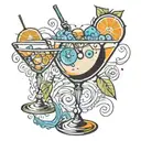 titties & martini glass tattoo design idea