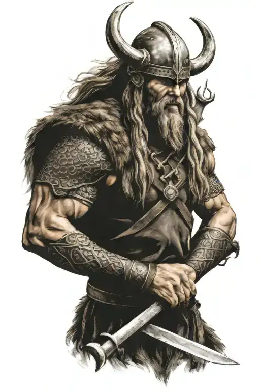 Viking warrior with axe tattoo design idea