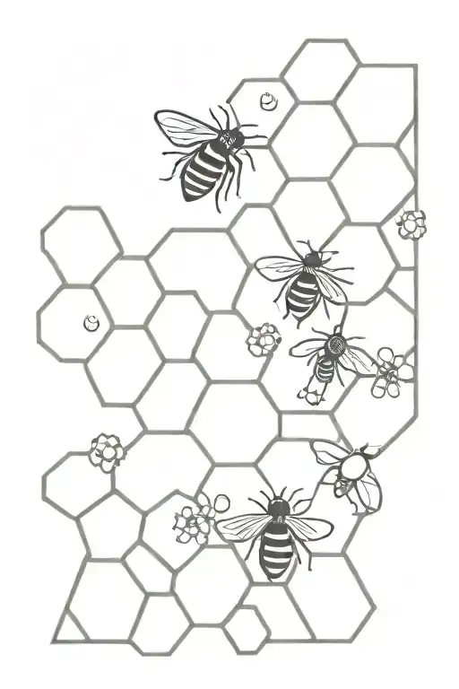 honey comb and bee tattoo design idea