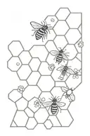 honey comb and bee tattoo design idea