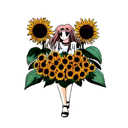 Sunflower and Roses with 3 butterflys tattoo design idea