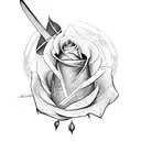 sword with rose and wings  tattoo design idea