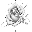 sword with rose and wings  tattoo design idea
