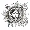 sun and moon merging together tattoo design idea