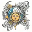 sun and moon merging together tattoo design idea