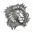 sign leo, lion and sun tattoo design idea
