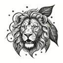 sign leo, lion and sun tattoo design idea