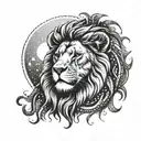 sign leo, lion and sun tattoo design idea